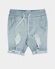 EN ES Kid's Versatile Ripped Denim Shorts Light Blue Denim