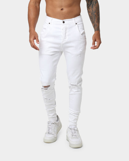 Sik Silk Distressed Denim Jeans White