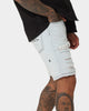 Saint Morta Destroyer Distressed Shorts Ice Blue