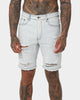 Saint Morta Destroyer Distressed Shorts Ice Blue
