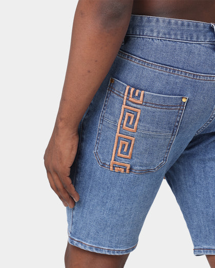 Last Kings King Denim Shorts Blue