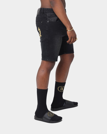 Last Kings The Throne Denim Shorts Washed Black