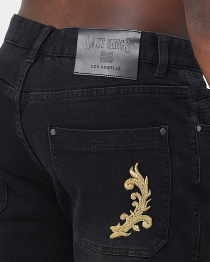Last Kings The Throne Denim Shorts Washed Black