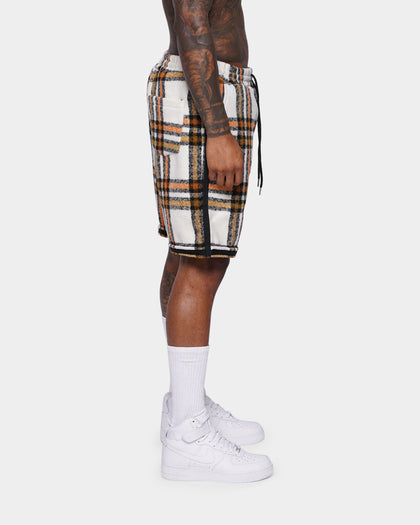 XIII Jam Tartan Basketball Shorts Cream/Brown