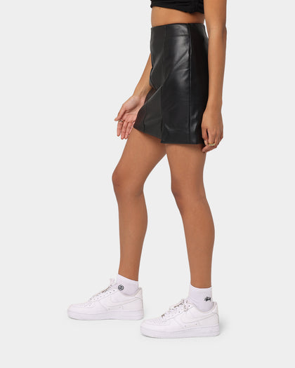 XXIII Women's Mia Faux Leather Skirt Black