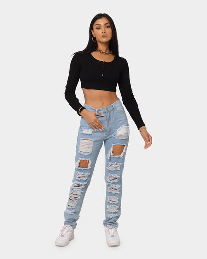 XXIII Women's Wish Ripped Denim Jean Light Blue