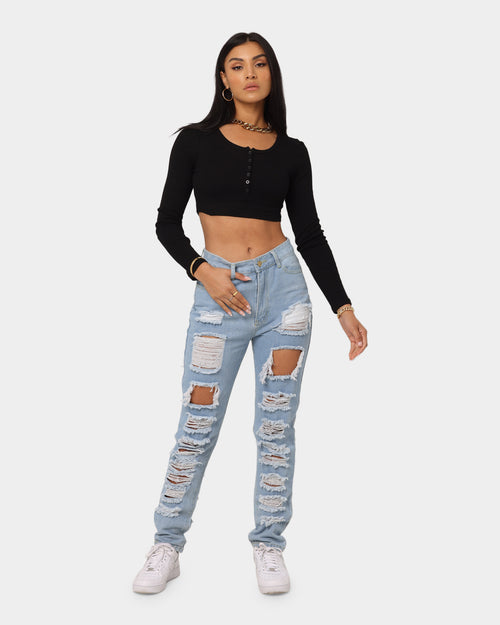 XXIII Women's Wish Ripped Denim Jean Light Blue