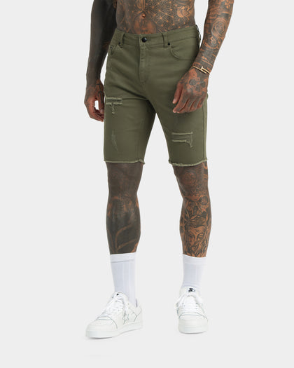 XXIII Edit Distressed Shorts Khaki