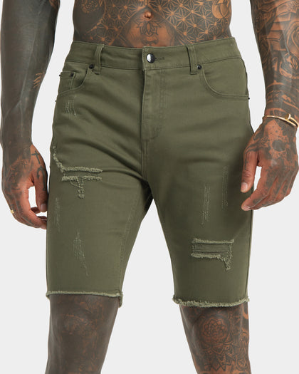 XXIII Edit Distressed Shorts Khaki