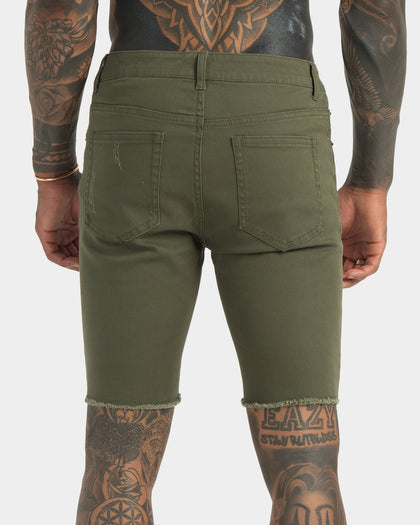 XXIII Edit Distressed Shorts Khaki