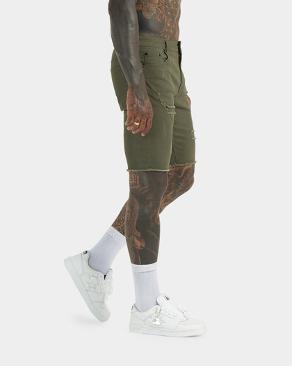 XXIII Edit Distressed Shorts Khaki
