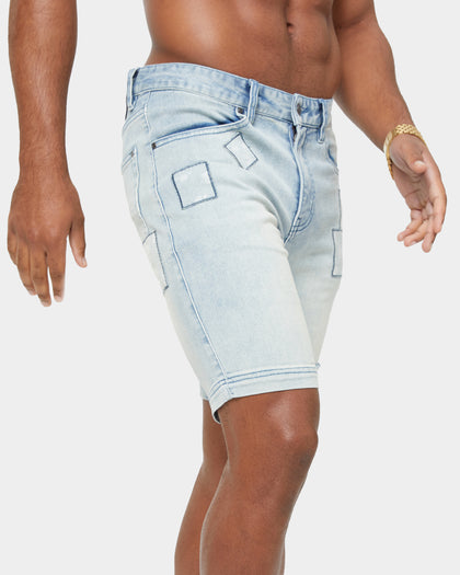 Carre Bandana Ultra Patchwork Denim Shorts Light Blue