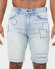 Carre Bandana Ultra Patchwork Denim Shorts Light Blue