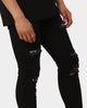 Carré BU Rugueux Distressed Jeans Black/Red