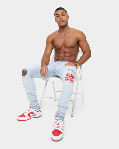 Carre BU Rugueux Distressed Jeans Light Blue