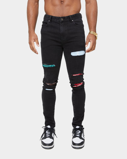 Carre BU Rugueux Distressed Jeans Washed Black