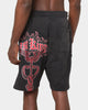 Last Kings Flaming Wings Sweat Shorts Black Wash