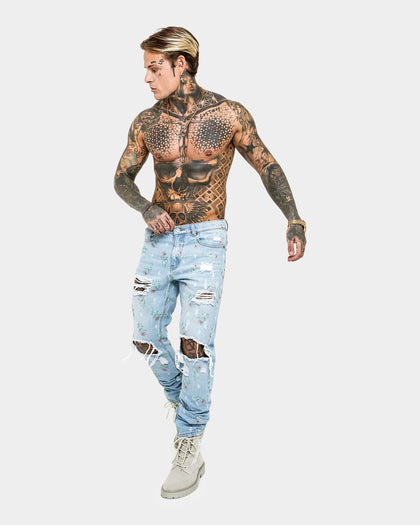 Saint Morta Lover Distressed Jeans Superwash Blue