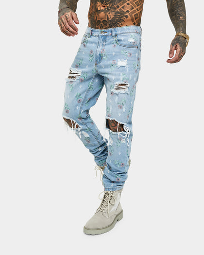 Saint Morta Lover Distressed Jeans Superwash Blue
