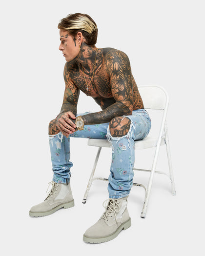 Saint Morta Lover Distressed Jeans Superwash Blue