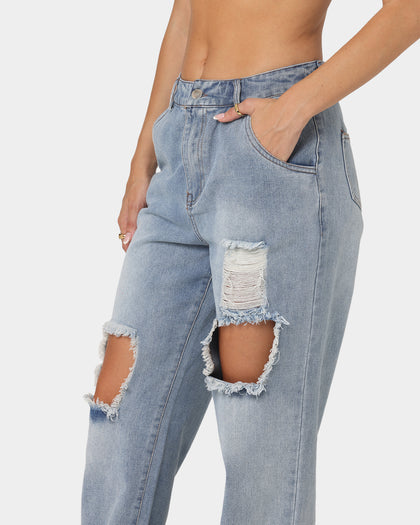 XXIII Women's Neveah Distressed Jeans Blue