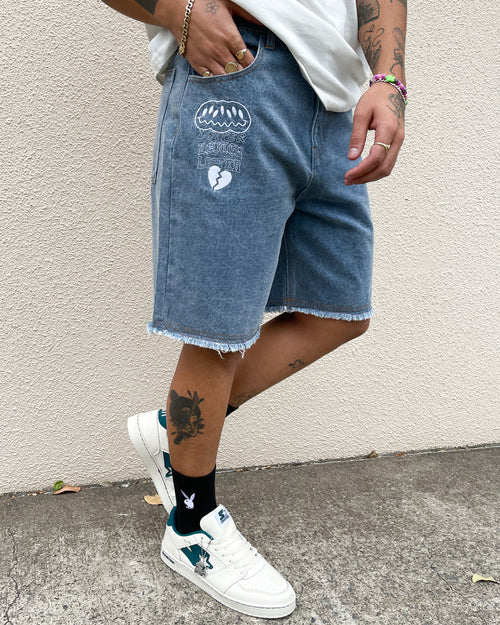 Loiter Freedom Skate Denim Shorts Blue