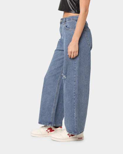 XXIII Women's Lalita Wide Leg Rip Knee Jeans Blue