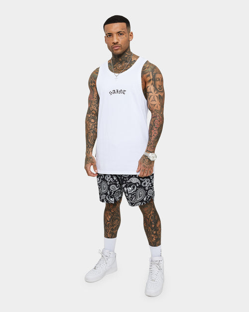 Saint Morta Paisley Skulls Beach Shorts Black/White