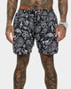Saint Morta Paisley Skulls Beach Shorts Black/White