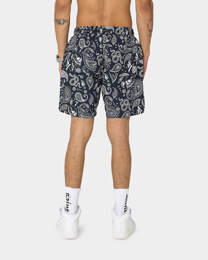 Saint Morta Paisley Skulls Beach Shorts Navy/White