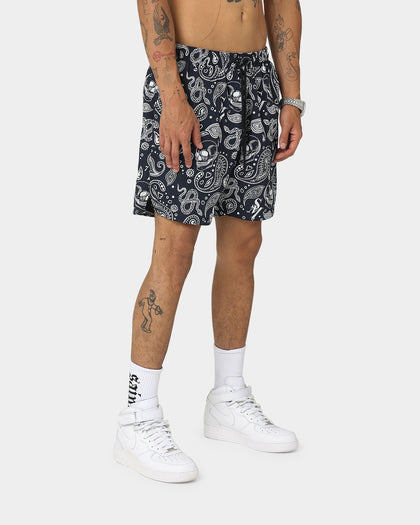 Saint Morta Paisley Skulls Beach Shorts Navy/White