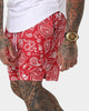 Saint Morta Paisley Skulls Beach Shorts Red/White