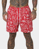Saint Morta Paisley Skulls Beach Shorts Red/White