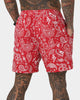 Saint Morta Paisley Skulls Beach Shorts Red/White