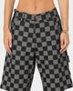 XXIII Checker Board Denim Shorts Black