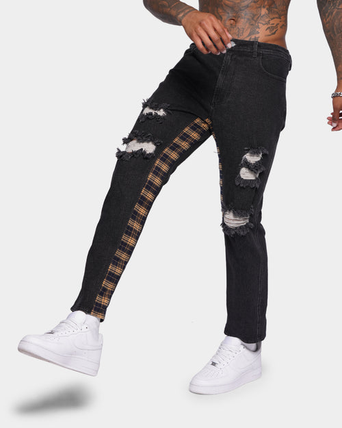 XXIII Tartan Panel Jeans Black/Tartan