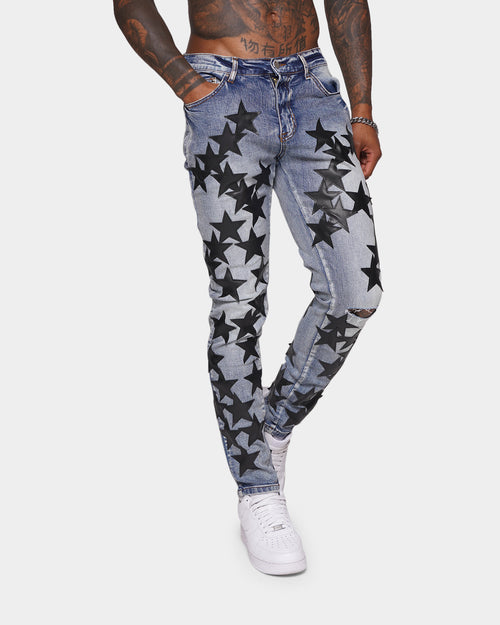XXIII Star Leather Patch Jeans Blue/Black