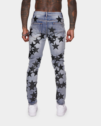 XXIII Star Leather Patch Jeans Blue/Black