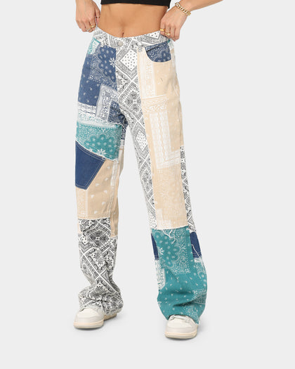 XXIII Women's Bandana Print Jeans Green