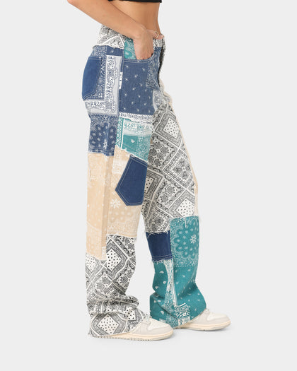 XXIII Women's Bandana Print Jeans Green