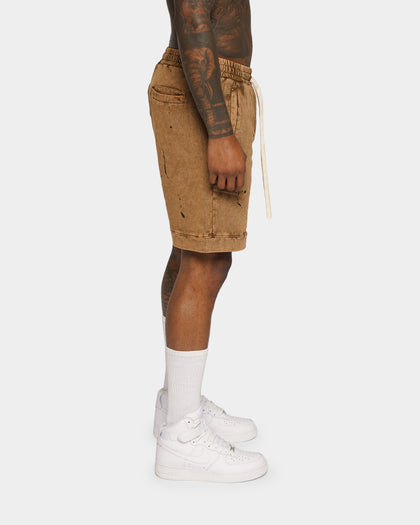 XXIII Santo Paint Splatter Shorts Tan