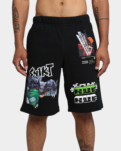 HUF X Marvel Smash Up Fleece Shorts Black