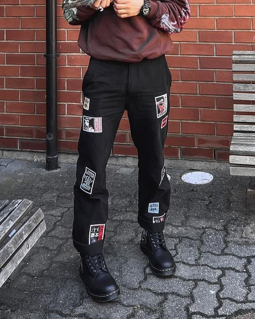 Loiter Patchwork Trousers Black