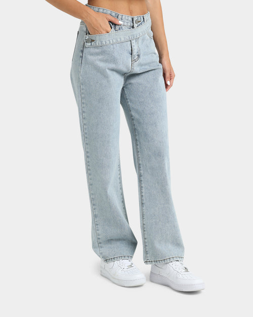 XXIII Women's Chalco Assymetric Wide Leg Jeans Blue