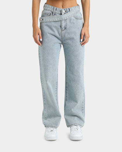 XXIII Women's Chalco Assymetric Wide Leg Jeans Blue