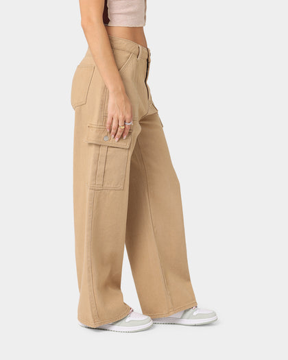 XXIII Women's Poppy Wide Leg Cargo Pants Tan