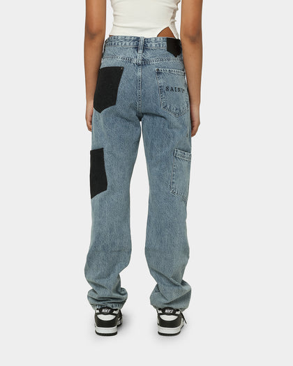Saint Morta Patchwork Carpenter Jeans Stone Wash Blue