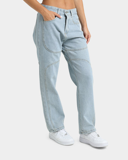 XXIII Women's Cholet Wide Leg Panel Jeans Light Blue