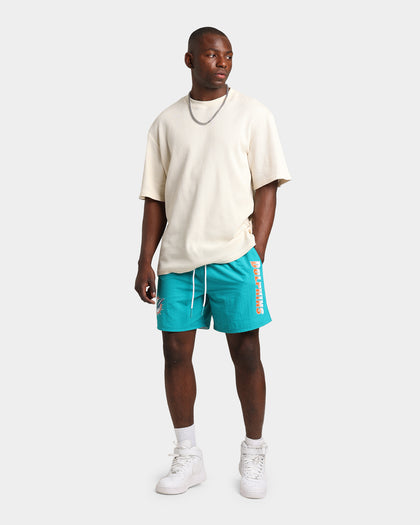 Majestic Athletic Miami Dolphins Chrome Font Beach Shorts Teal