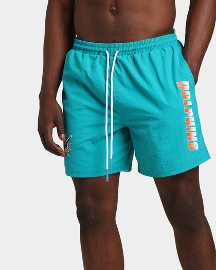 Majestic Athletic Miami Dolphins Chrome Font Beach Shorts Teal